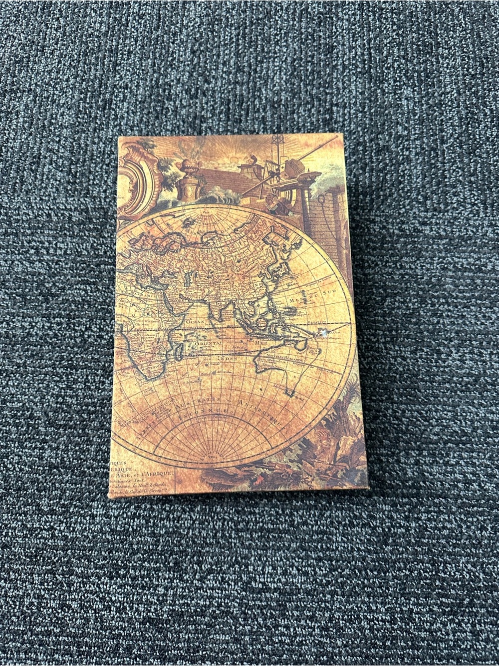 Vintage Map Decorative Book Box Hinged Wood Storage